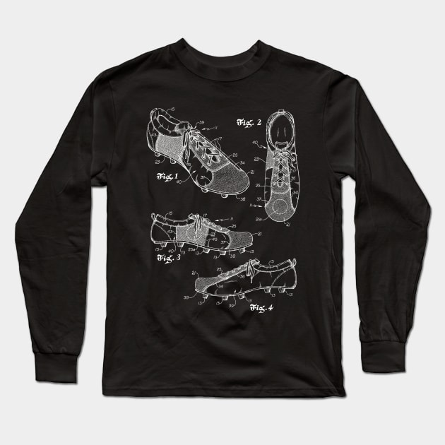 Soccer Training Shoe Vintage Patent Drawing Long Sleeve T-Shirt by TheYoungDesigns